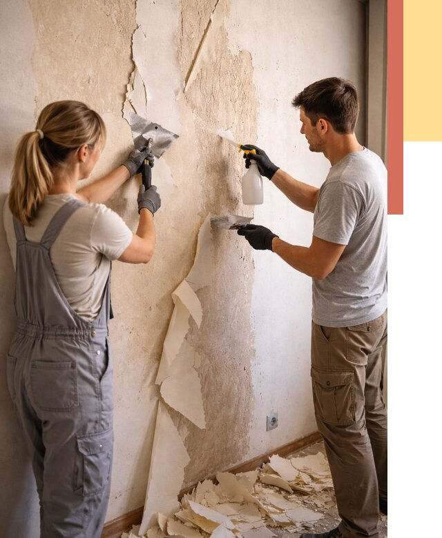 Снятие старых обоев в Кунгуре от 5384 руб. под ключ недорого | ОТДЕЛОЧНИК-Кнг