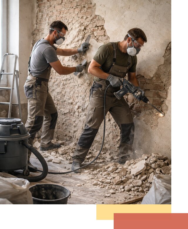 Демонтаж штукатурки со стен в Кунгуре быстро и аккуратно