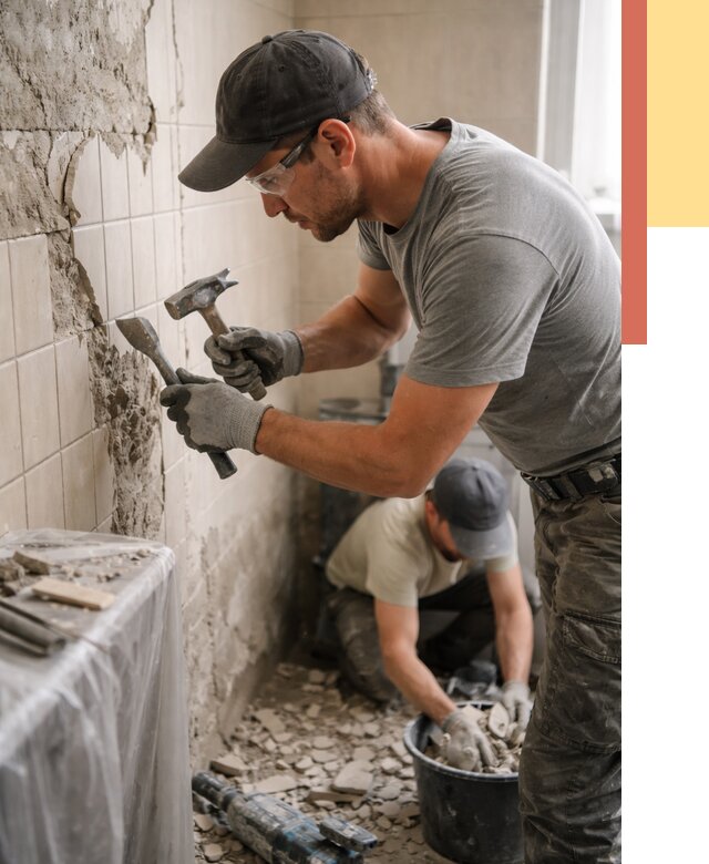 Демонтаж плитки со стен в Кунгуре от 872 руб. — быстро и недорого | ОТДЕЛОЧНИК-Кнг