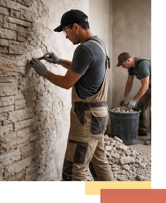 Демонтаж декоративного камня в Кунгуре профессионально и безопасно