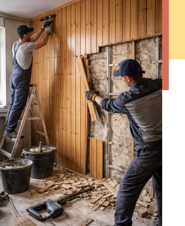 Демонтаж вагонки со стен в Кунгуре от 1487 руб. — снятие, удаление, срочно | ОТДЕЛОЧНИК-Кнг