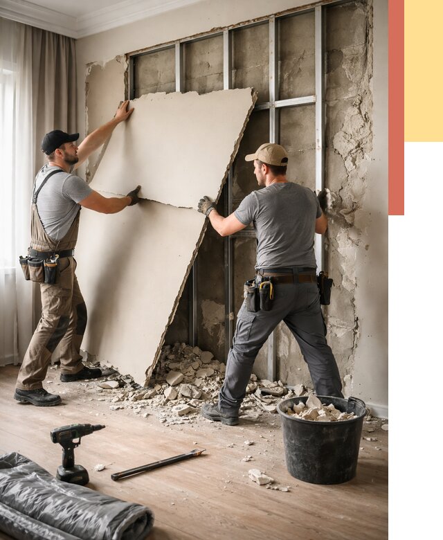 Демонтаж гипсокартона со стен в Кунгуре от 359 руб. — услуги демонтажа | ОТДЕЛОЧНИК-Кнг