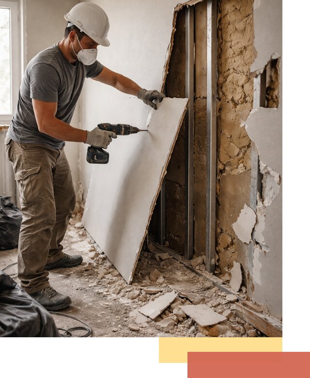 Демонтаж гипсокартона со стен в Кунгуре качественно и быстро