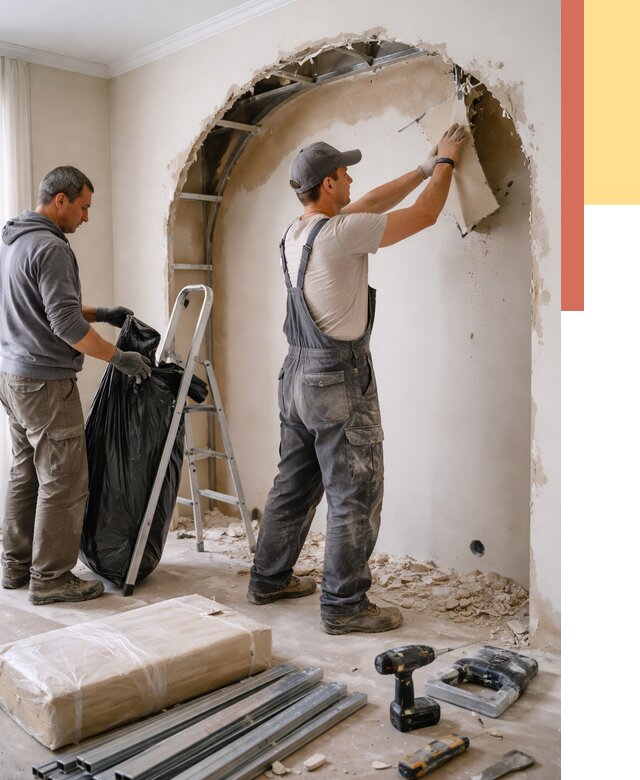 Демонтаж арки из гипсокартона в Кунгуре от 3590 руб. — услуги под ключ | ОТДЕЛОЧНИК-Кнг