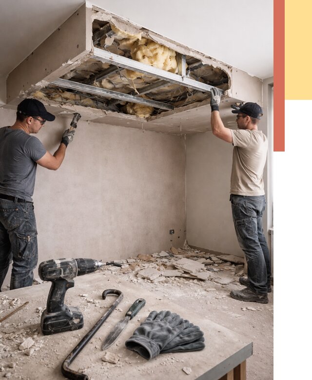 Демонтаж короба из гипсокартона в Кунгуре от 1559 руб. — быстро и недорого | ОТДЕЛОЧНИК-Кнг