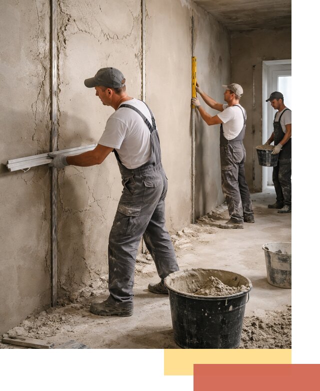 Штукатурка стен по маякам в Кунгуре — точная и ровная поверхность