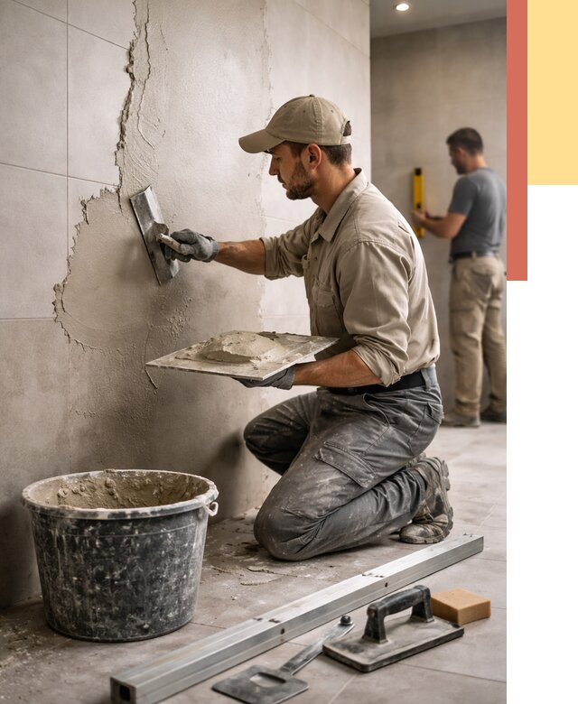 Штукатурка стен в ванной в Кунгуре от 4615 руб./м² — выравнивание под ключ | ОТДЕЛОЧНИК-Кнг