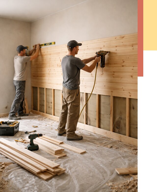 Монтаж деревянной вагонки на стены в Кунгуре от 7692 руб. | Услуги монтажа вагонки | ОТДЕЛОЧНИК-Кнг