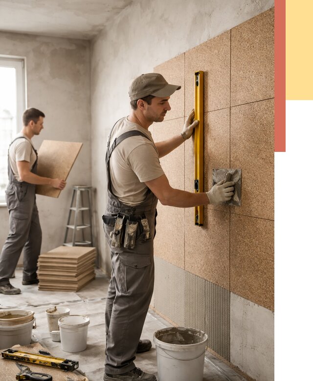 Монтаж пробковых панелей на стены в Кунгуре от 3590 руб. — ОТДЕЛОЧНИК-Кнг