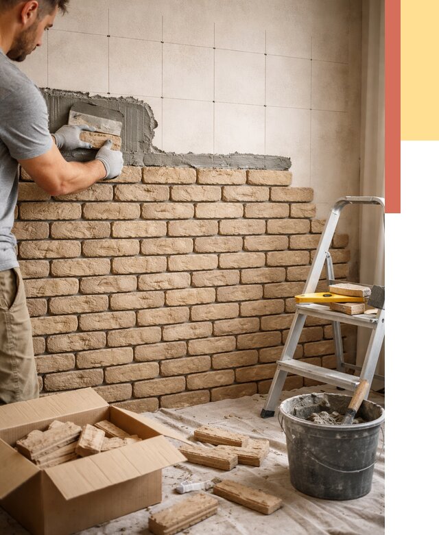 Монтаж декоративного кирпича в Кунгуре от 3282 руб./м² — быстро и недорого | ОТДЕЛОЧНИК-Кнг