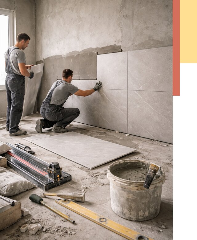 Облицовка стен керамогранитом в Кунгуре от 4308 руб./м² — услуги под ключ | ОТДЕЛОЧНИК-Кнг