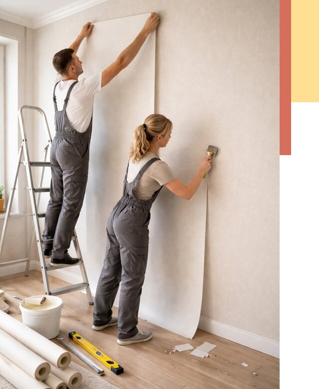 Поклейка флизелиновых обоев в Кунгуре от 6154 руб. | Быстро и недорого — ОТДЕЛОЧНИК-Кнг