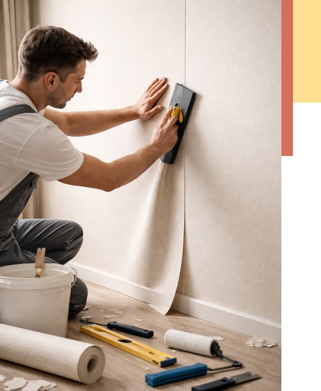 Поклейка виниловых обоев в Кунгуре от 4615 руб. | Быстро и недорого — ОТДЕЛОЧНИК-Кнг