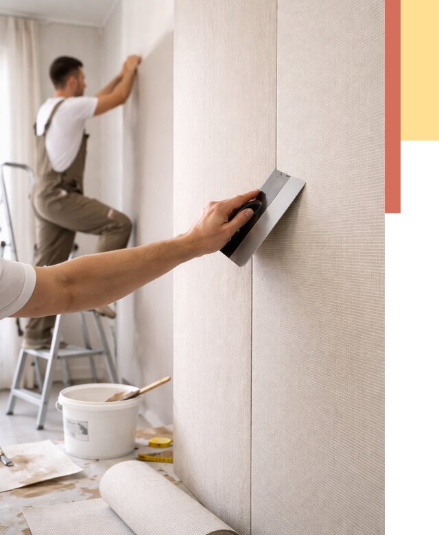 Поклейка текстильных обоев в Кунгуре от 4615 руб. под ключ | ОТДЕЛОЧНИК-Кнг