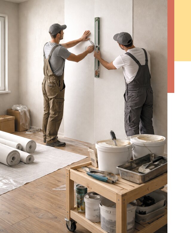 Поклейка стеклообоев в Кунгуре от 6666 руб. за м2 — быстро и недорого | ОТДЕЛОЧНИК-Кнг