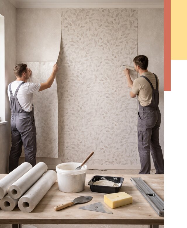 Поклейка обоев с подбором рисунка в Кунгуре от 3590 руб. | ОТДЕЛОЧНИК-Кнг - быстро и недорого