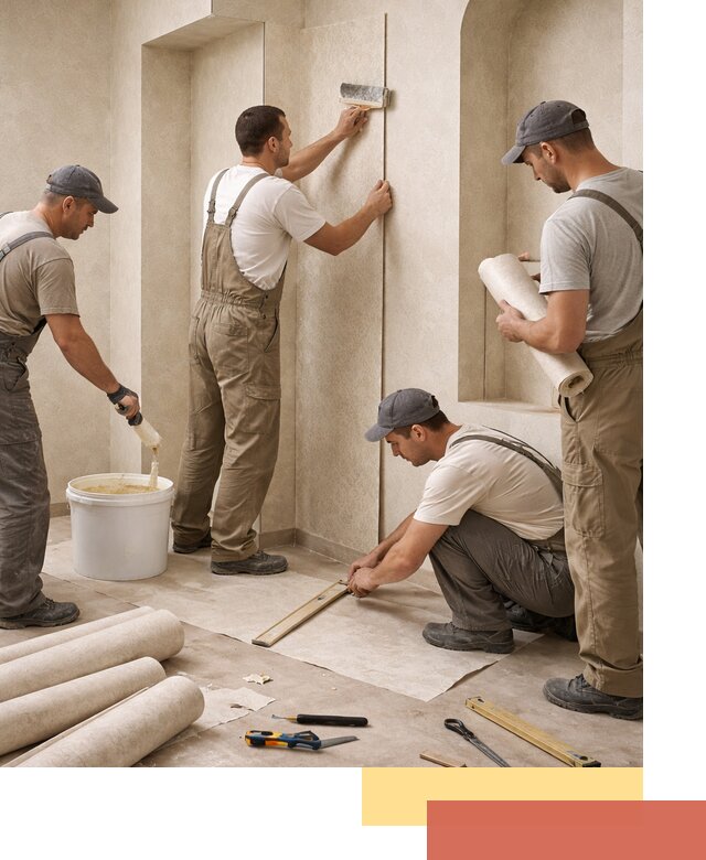 Поклейка обоев на сложные стены и неровные поверхности в Кунгуре