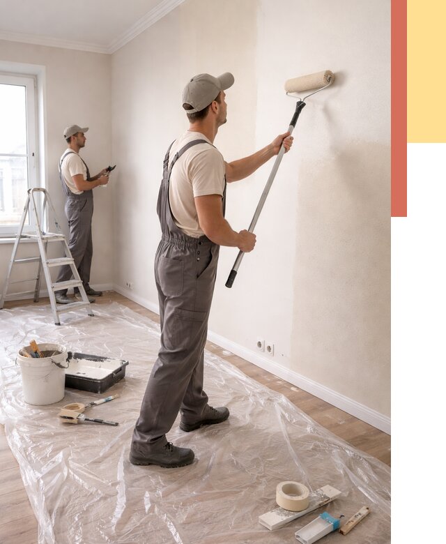 Покраска стен акриловой краской в Кунгуре от 3590 руб./м² — быстро и недорого | ОТДЕЛОЧНИК-Кнг