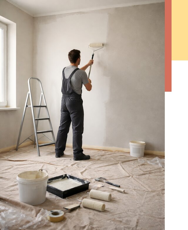 Покраска стен моющейся краской в Кунгуре от 359 руб./м² — быстро и недорого | ОТДЕЛОЧНИК-Кнг