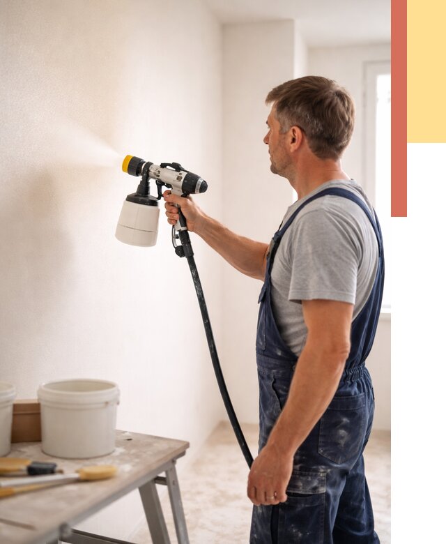 Покраска стен краскопультом в Кунгуре от 7692 руб. — механизированная покраска | ОТДЕЛОЧНИК-Кнг