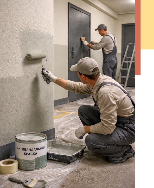 Покраска стен антивандальной краской в Кунгуре от 4615 руб./м² под ключ | ОТДЕЛОЧНИК-Кнг