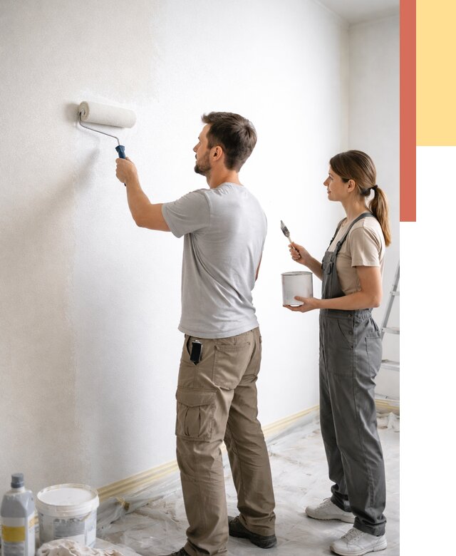 Окраска стен по стеклохолсту в Кунгуре от 4615 руб/м² под ключ | ОТДЕЛОЧНИК-Кнг