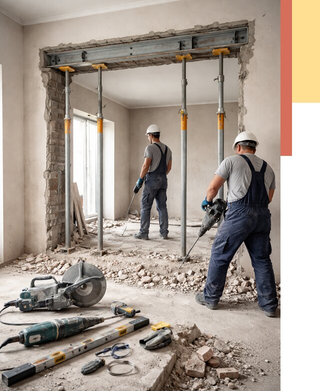 Прорезка проема в стене в Кунгуре от 4615 руб. — быстро и недорого | ОТДЕЛОЧНИК-Кнг