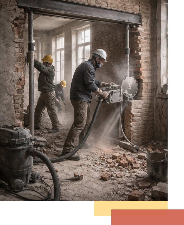 Прорезка проема в стене под дверной или оконный проем в Кунгуре