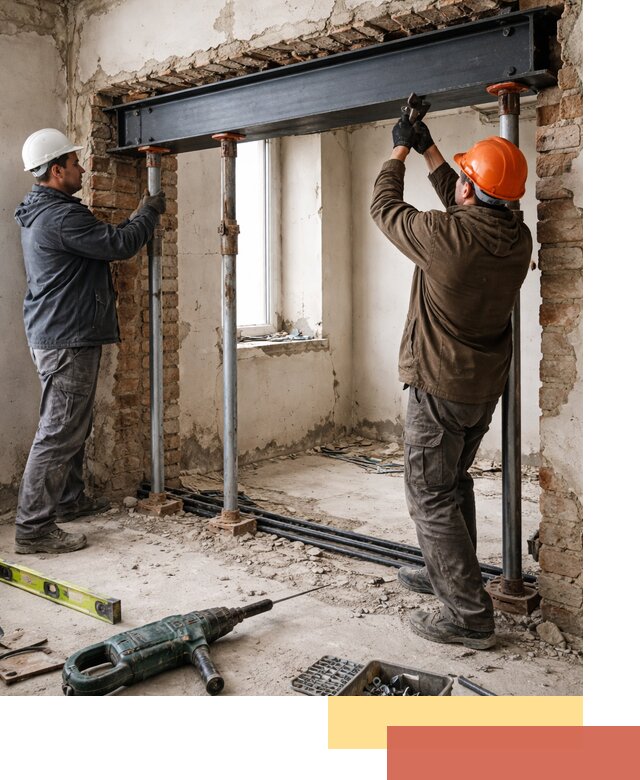 Усиление проема в стене в Кунгуре для расширения и безопасности