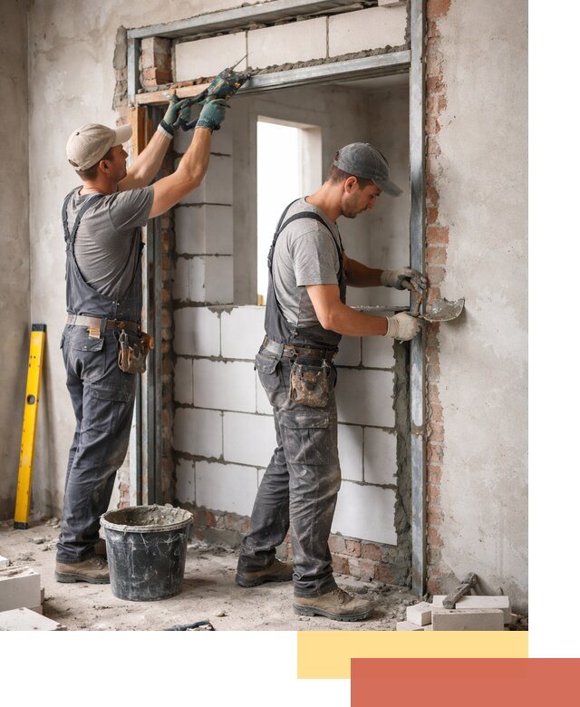 Закладка дверного проема под ключ в Кунгуре: демонтаж, монтаж, отделка