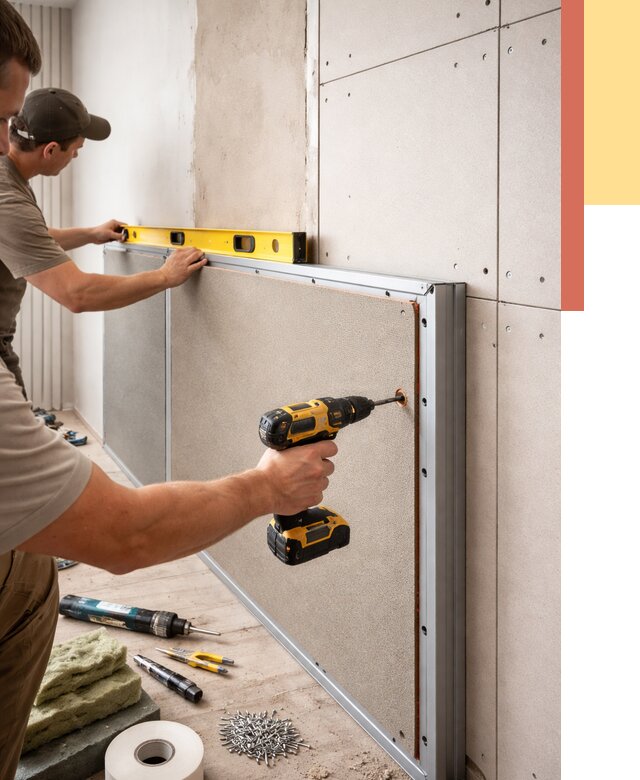 Шумоизоляция стен панелями ЗИПС в Кунгуре от 2256 руб./м² под ключ | ОТДЕЛОЧНИК-Кнг