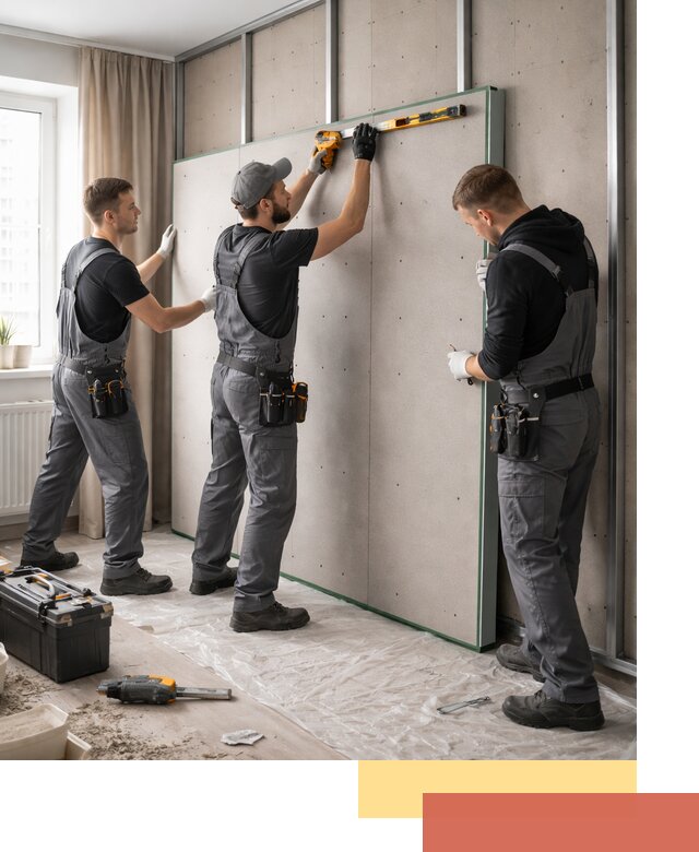 Шумоизоляция стен панелями ЗИПС в Кунгуре для жилых и коммерческих помещений