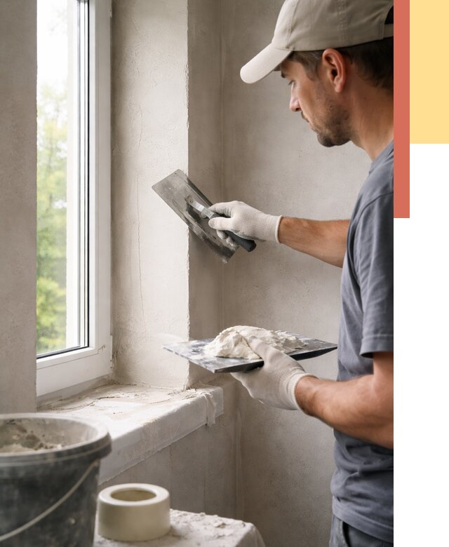 Штукатурка откосов в Кунгуре от 4615 руб/м² — услуги и выравнивание под ключ | ОТДЕЛОЧНИК-Кнг