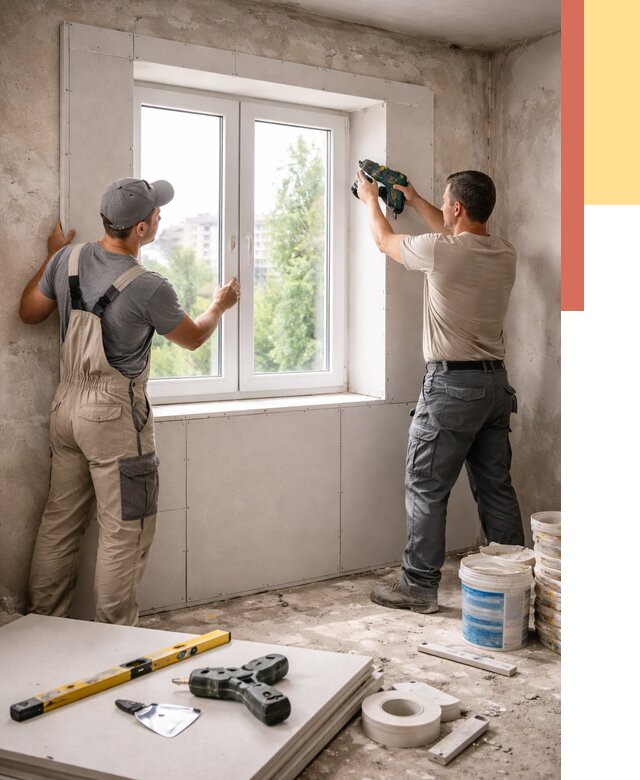 Монтаж откосов из гипсокартона в Кунгуре от 4615 руб. под ключ | ОТДЕЛОЧНИК-Кнг