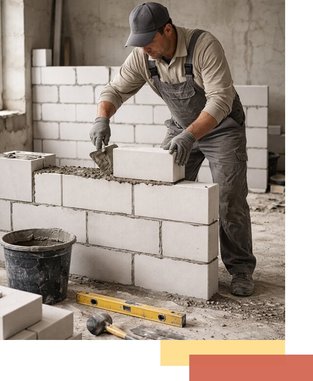 Кладка перегородок из силикатного блока в Кунгуре