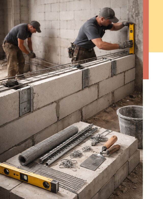 Армирование кладки перегородок в Кунгуре от 769 руб. под ключ | ОТДЕЛОЧНИК-Кнг