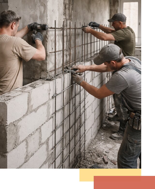 Армирование кладки перегородок в Кунгуре профессионально и надёжно