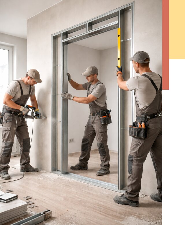 Устройство дверного проема в перегородке в Кунгуре от 4615 руб. под ключ | ОТДЕЛОЧНИК-Кнг