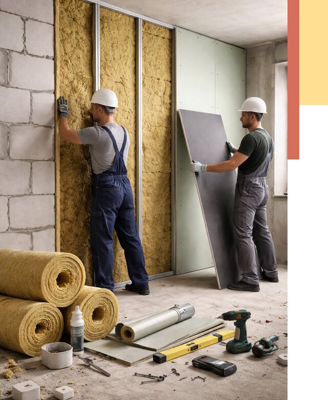 Шумоизоляция перегородок из блоков в Кунгуре от 1897 руб./м² — быстро и недорого | ОТДЕЛОЧНИК-Кнг