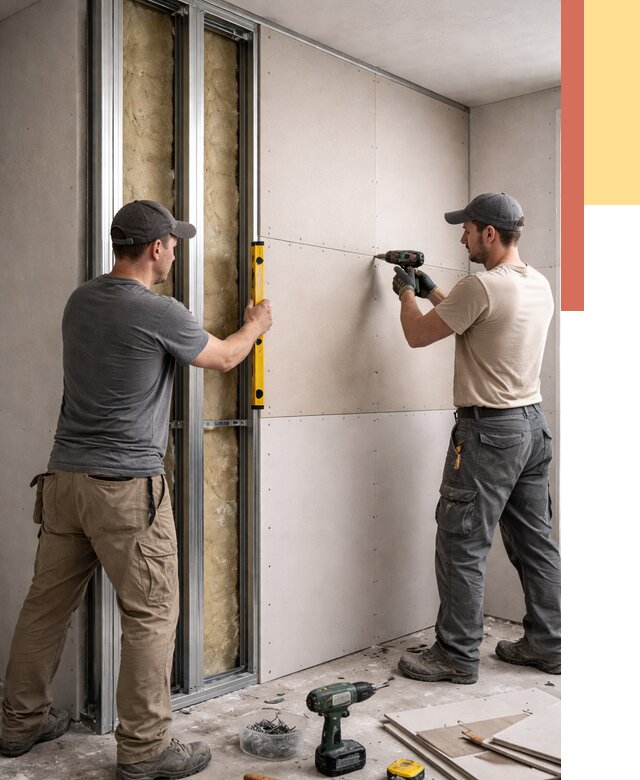 Монтаж двухслойной перегородки из гипсокартона в Кунгуре от 1487 руб. | ОТДЕЛОЧНИК-Кнг