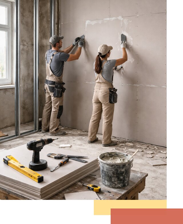 Монтаж двухслойной перегородки из гипсокартона в Кунгуре