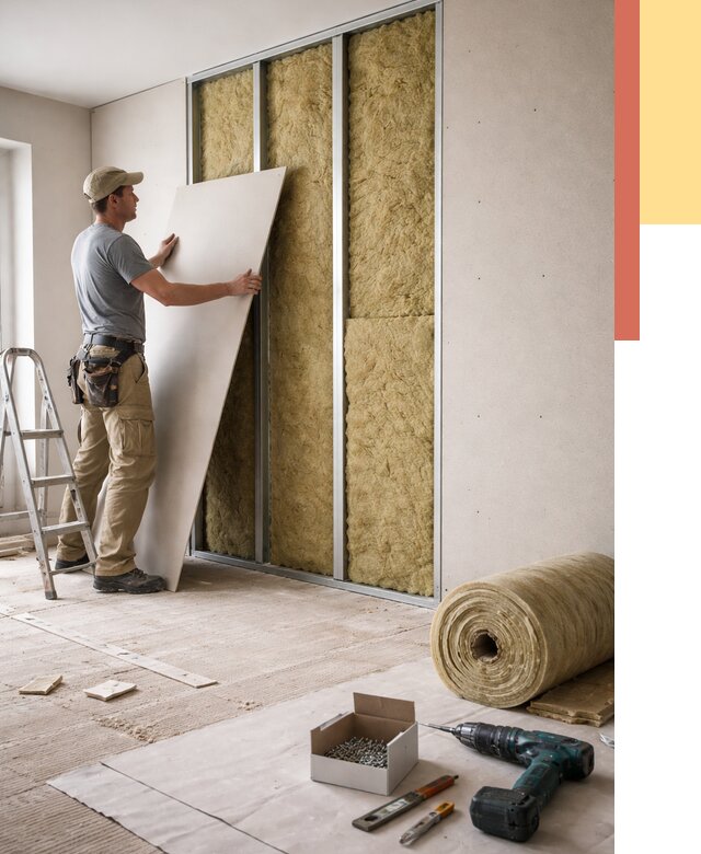 Перегородка из гипсокартона с шумоизоляцией в Кунгуре от 3200 руб. | ОТДЕЛОЧНИК-Кнг