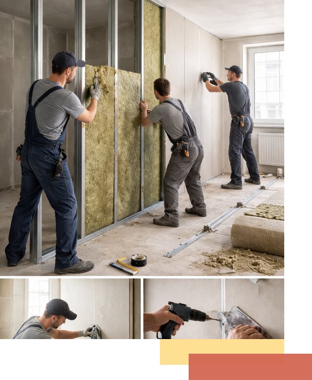 Перегородка из гипсокартона с шумоизоляцией в Кунгуре — монтаж под ключ