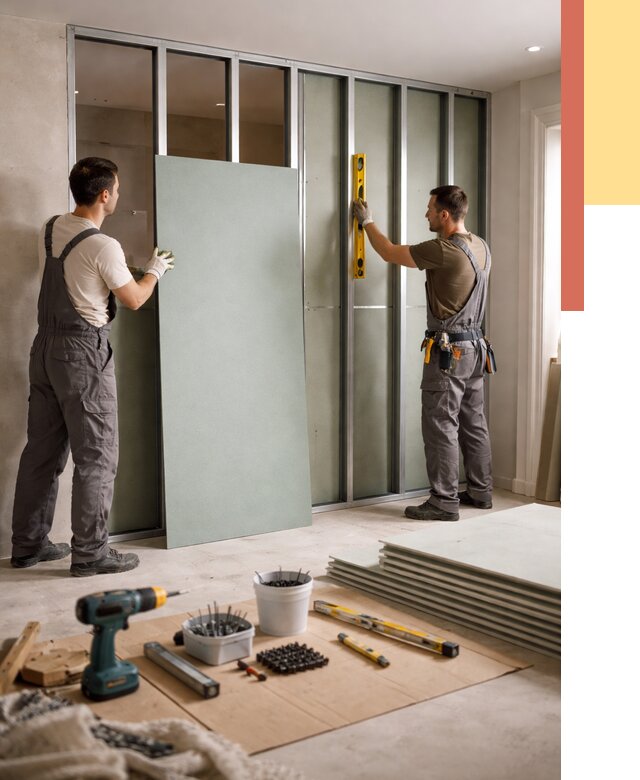 Перегородка из влагостойкого гипсокартона в Кунгуре от 4923 руб. — монтаж под ключ | ОТДЕЛОЧНИК-Кнг