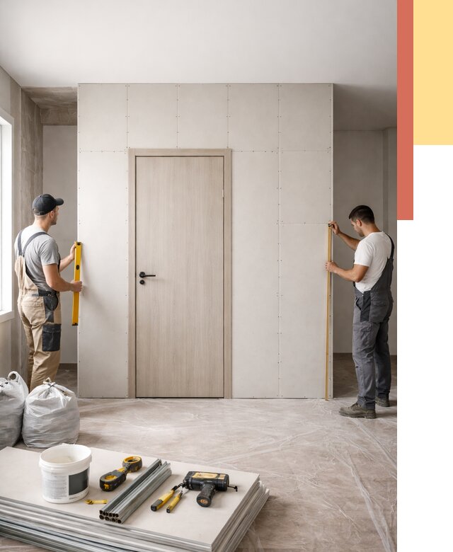 Перегородка из гипсокартона с дверью в Кунгуре от 4615 руб. под ключ | ОТДЕЛОЧНИК-Кнг