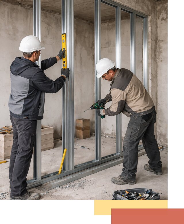 Монтаж каркаса перегородки из профиля в Кунгуре