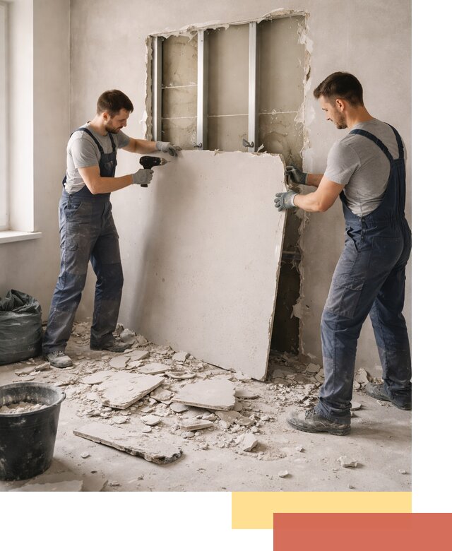 Демонтаж перегородки из гипсокартона в Кунгуре быстрый и аккуратный