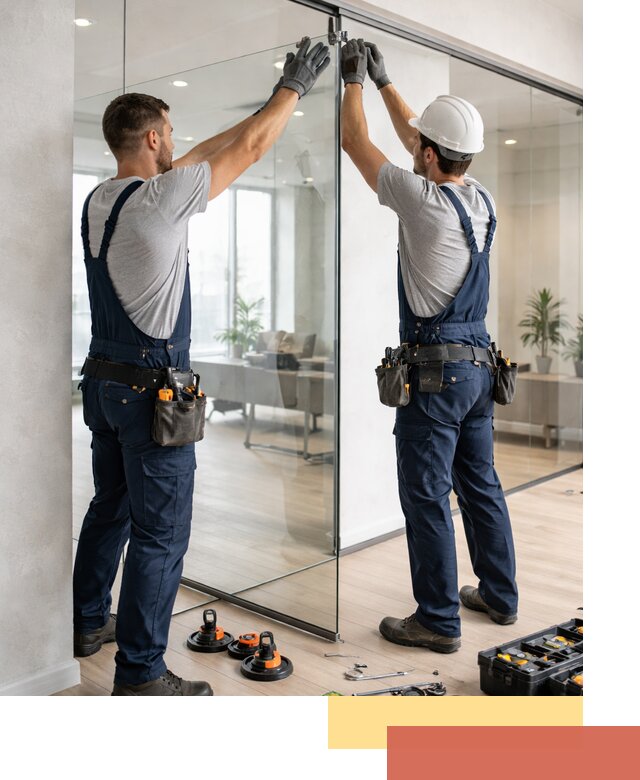 Безрамные стеклянные перегородки под ключ в Кунгуре