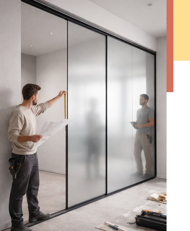 Матовые стеклянные перегородки в Кунгуре от 8718 руб. — монтаж и установка | ОТДЕЛОЧНИК-Кнг