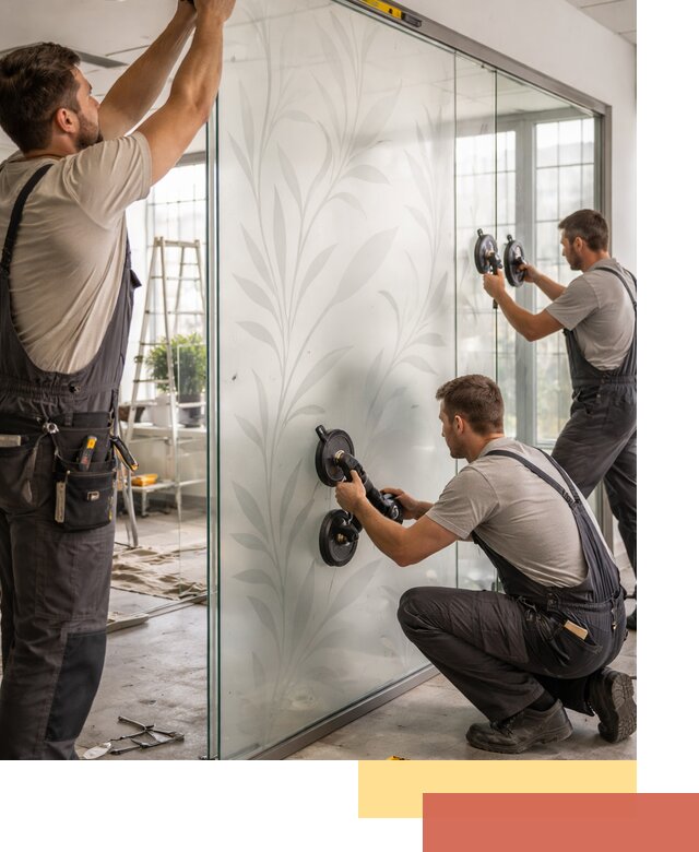 Стеклянные перегородки с рисунком на заказ в Кунгуре